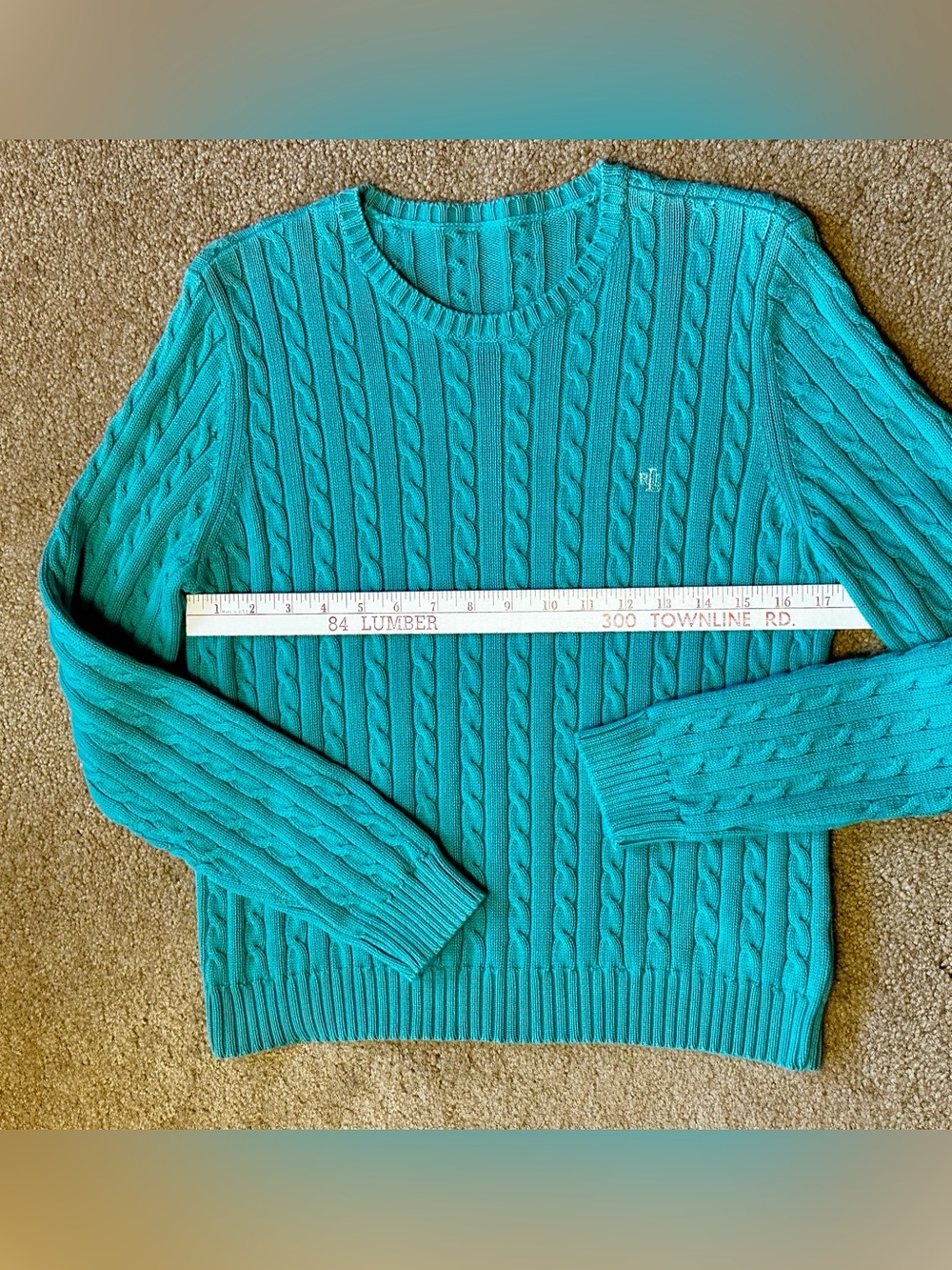 🩵 Ralph Lauren Teal Cable Knit Sweater - Picture 4 of 7